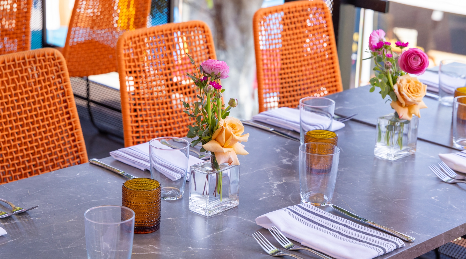 Table top view with chairs