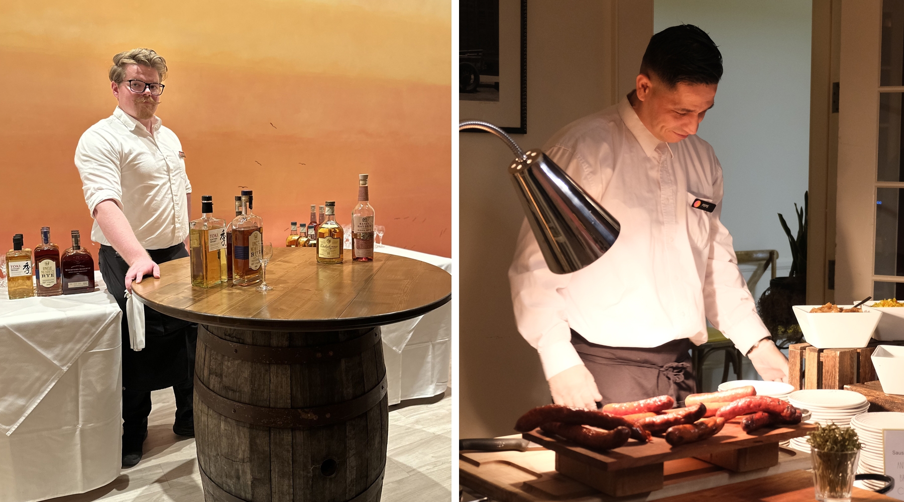 Photos of bar attendant and food attendant