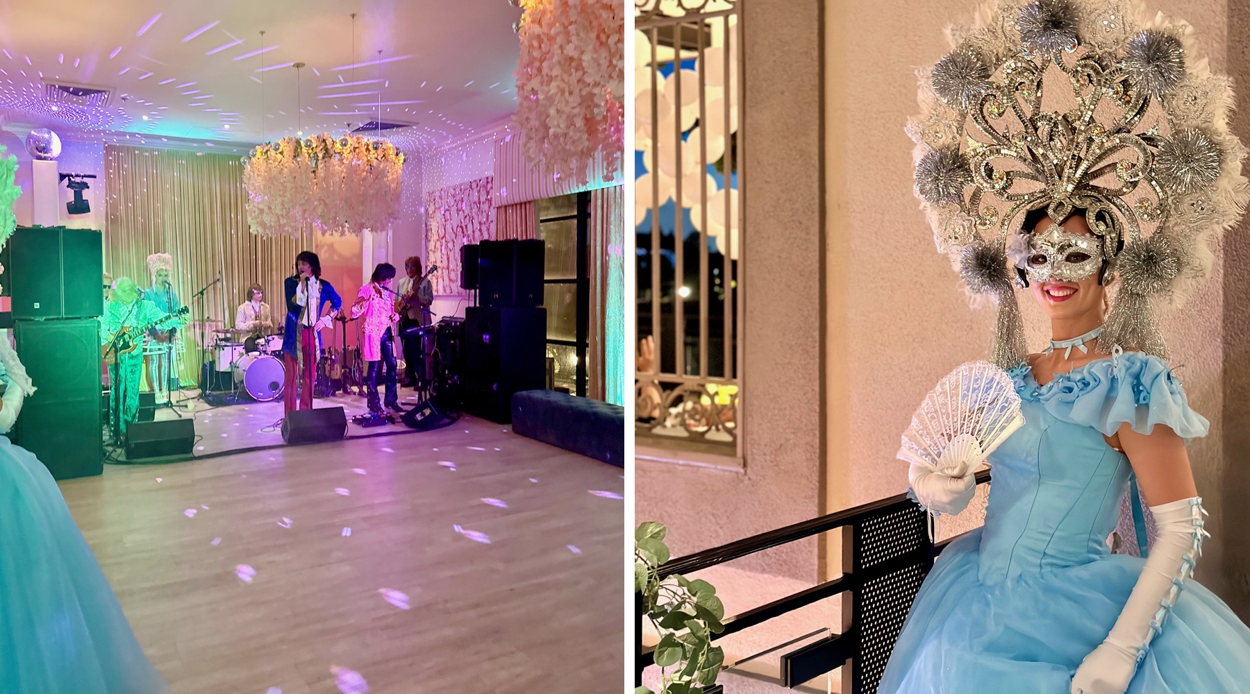 Dance floor room and woman dressed for party