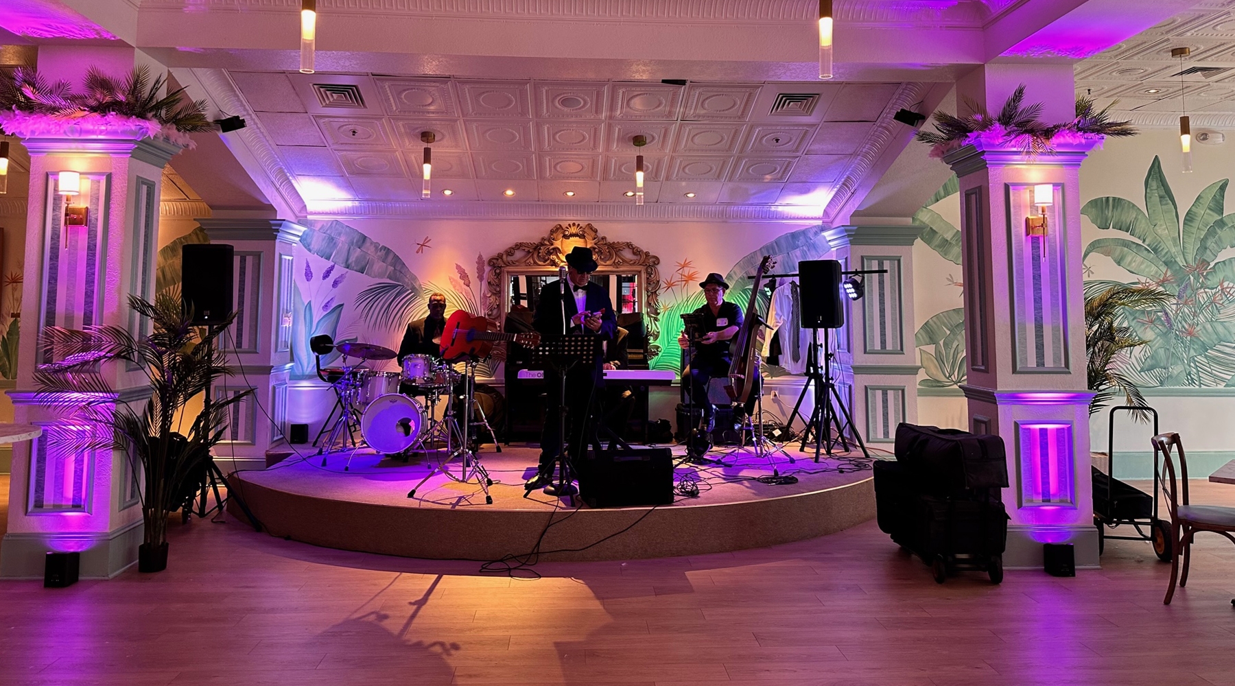 Band on stage in event room