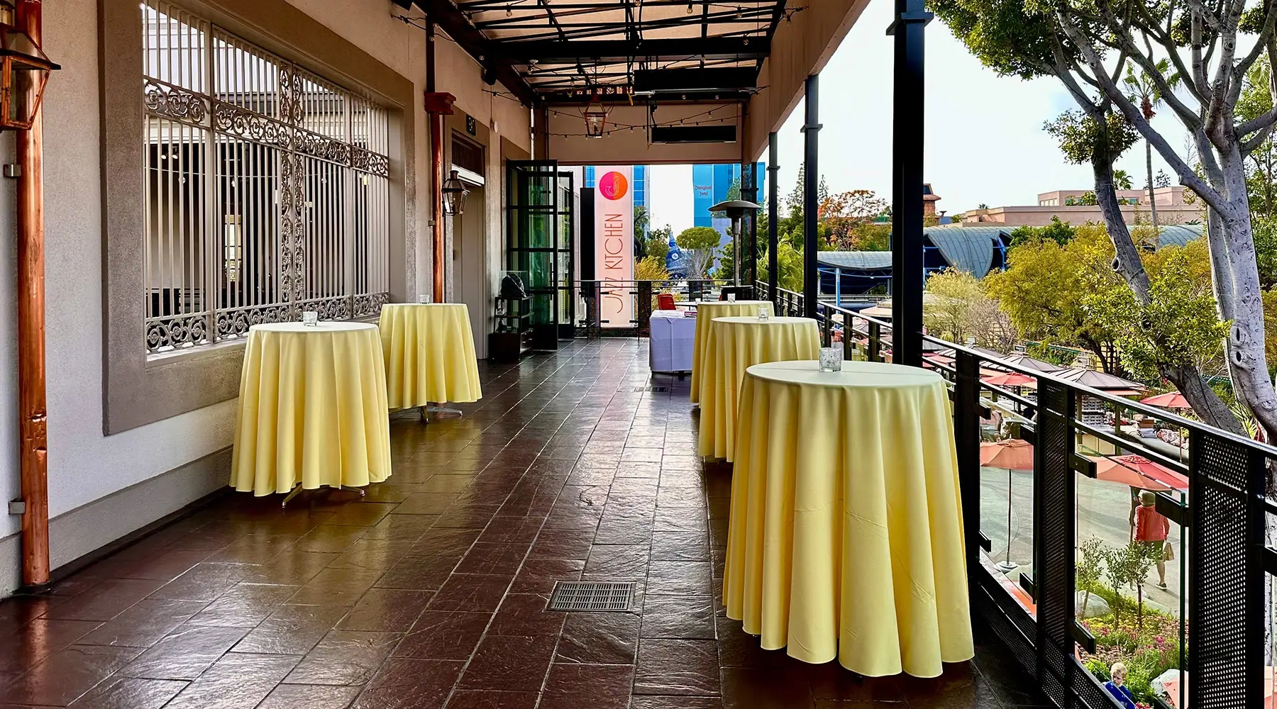 Balcony with tables