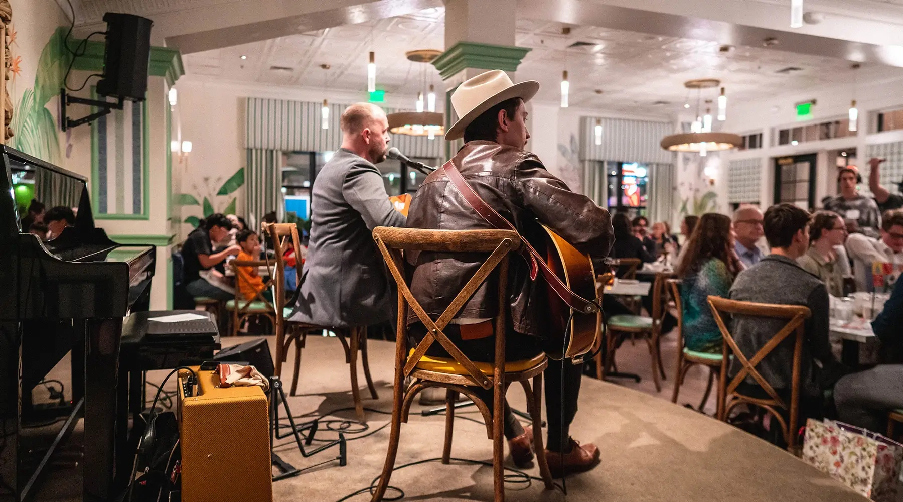 Musicians on stage performing