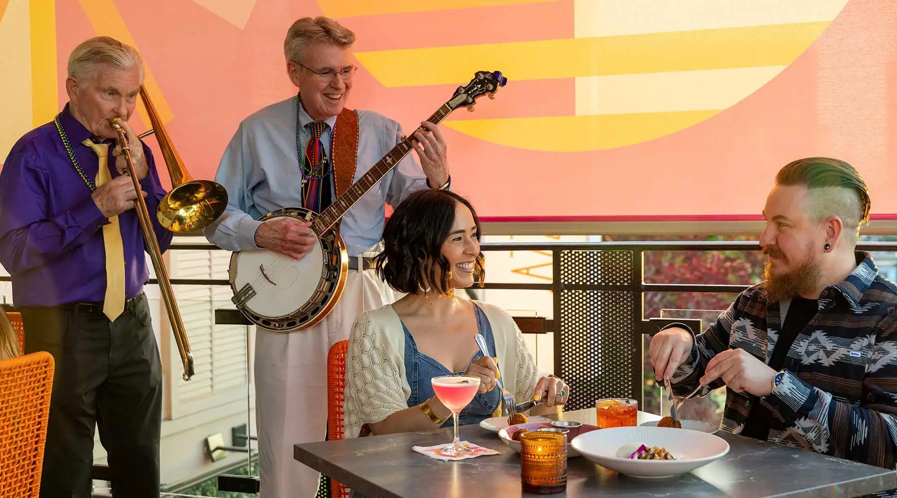 Couple enjoying music